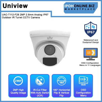 UNV Uniview UAC-T112-F28 2MP 2.8mm Analog IP67 Outdoor IR Turret CCTV Camera UNV Uniview UAC-T112-F28 2MP 2.8mm Analog IP67 Outdoor IR Turret CCTV Camera